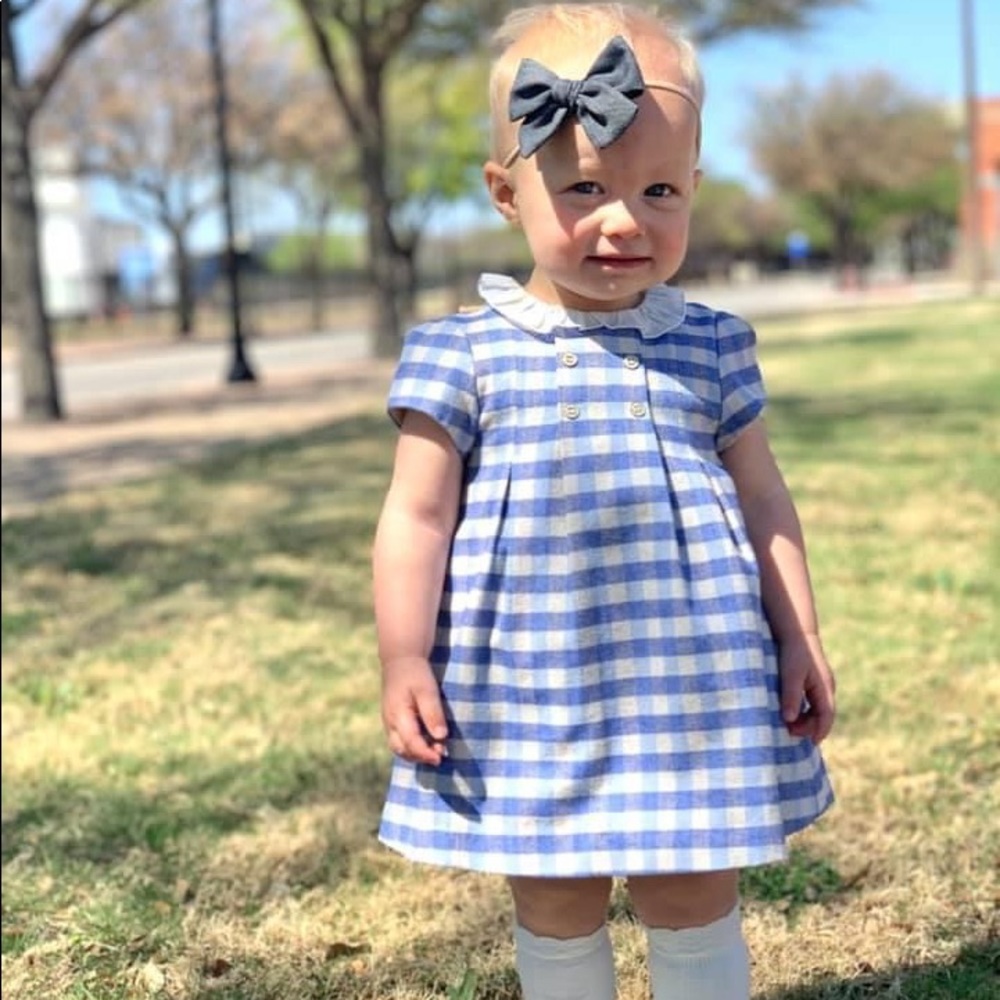 Mayoral Blue and White Plaid Dress/ 12 months